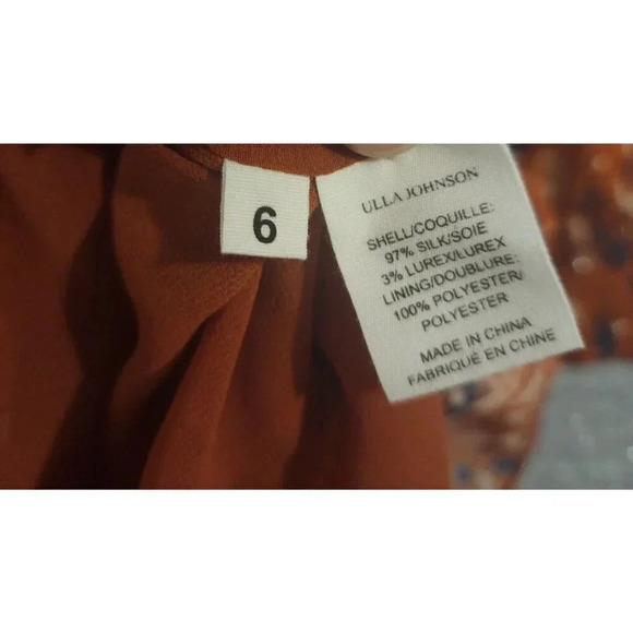 NWOT $595 Ulla Johnson Cecily Mini Dress Women's Poppy Rust Orange Size 6 - Picture 9 of 9